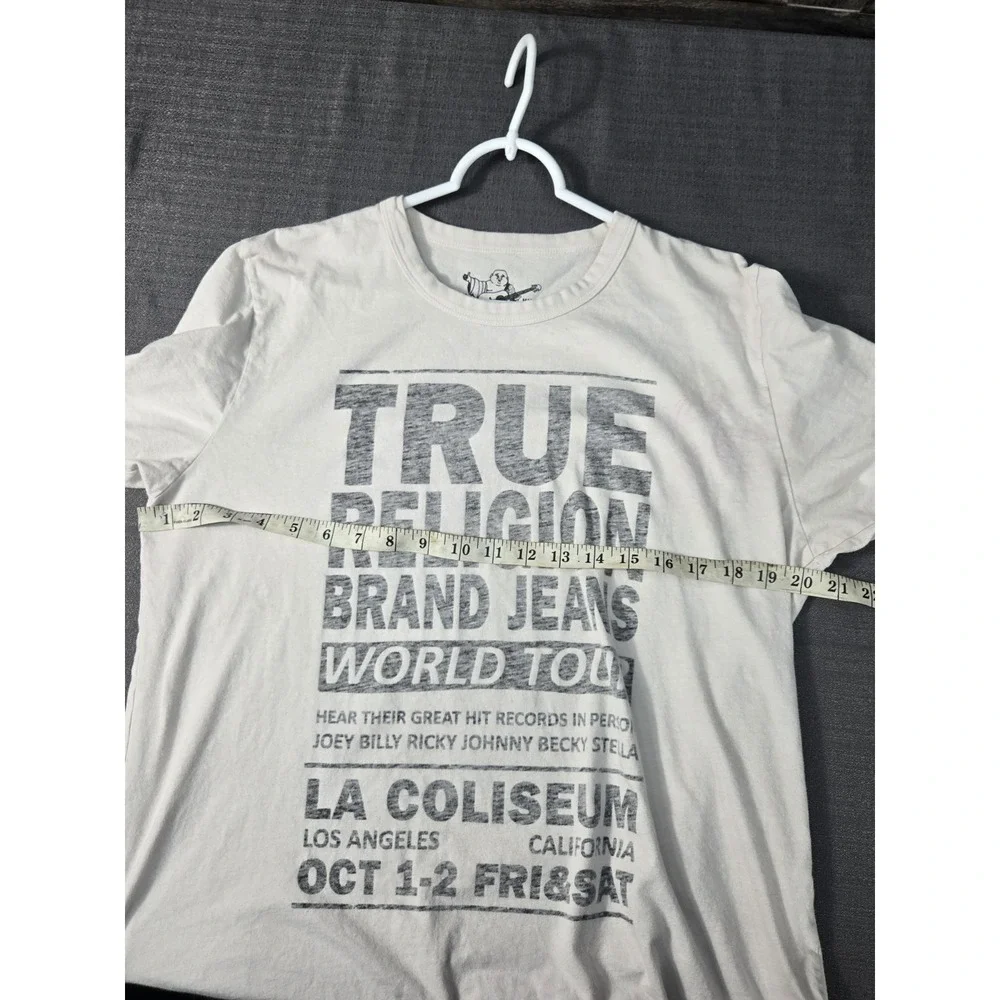 True Religion World Tour Graphic T Shirt XL White Made In USA Brand Jeans Tee